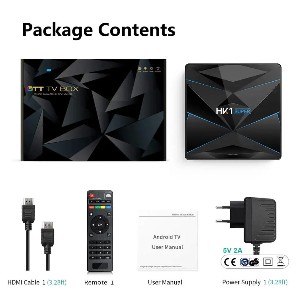 ТВ-приставка HK1 Super RK3318 4K HD 4GB ram DDR4 Android tv Box 64GB 128GB 2,4G/5G Двухдиапазонная Wi-Fi Bluetooth 4,0 телеприставка