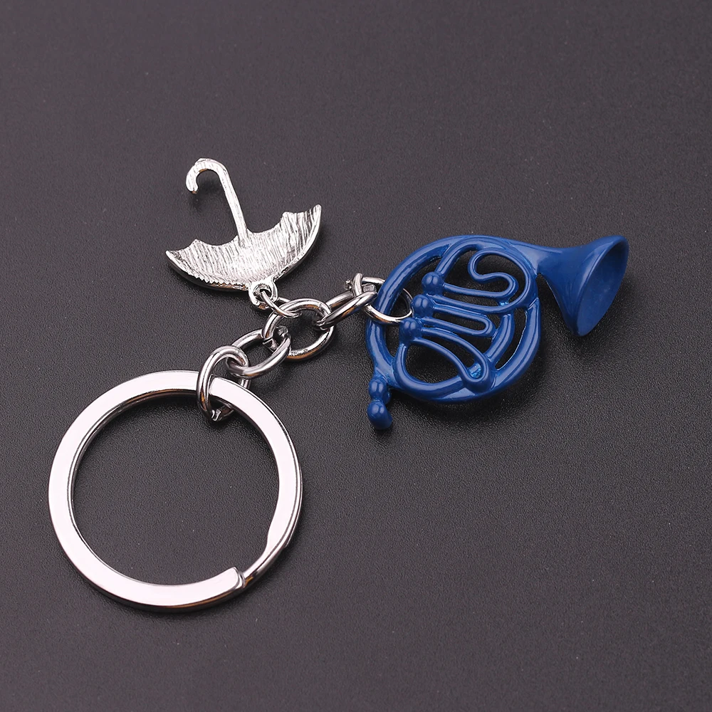 Yellow Umbrella mother Blue French Horn keychain Gofaer Finds store!