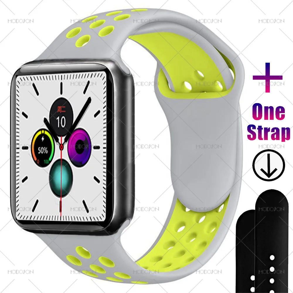MODOSON Смарт-часы iwo 12 Series 5 ЭКГ монитор сердечного ритма 30 циферблатов 44 мм 40 мм часы SmartWatch iwo 11 для Apple iphone Android - Цвет: Black Gray Yellow