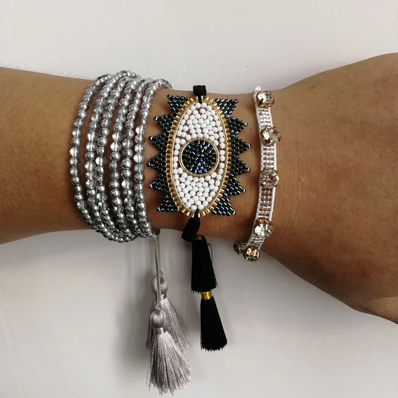SHINUS BOHO moda mujer браслеты MIYUKI браслеты для мужчин очаровательные ювелирные изделия для глаз регулируемые Многослойные браслеты для женщин