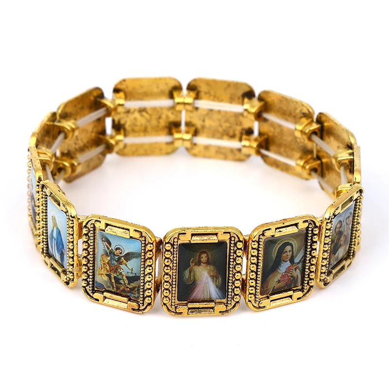 Jewelry 2021 Trend Catholic Saint Images Jesus Bracelet Virgin Mary Cross Exquisite Picture Wholesale Zinc Alloy NEW | Украшения и