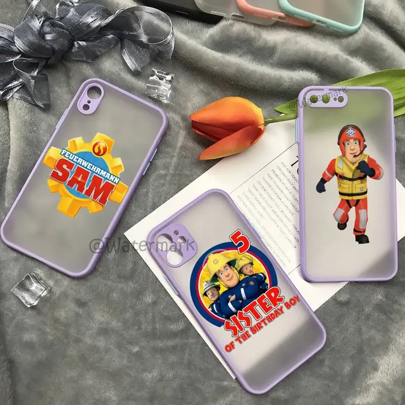 Детский художественный чехол Fireman Sam для IPhone 7 8 Plus Xr X Xs 11 12 Pro Max Фиолетовый матовый