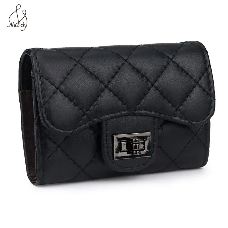 

Genuine Leather Diamond Lattice Short Wallet Women's Pattern Buckle Wallet Simple Ladies Card Holder Coin Purse Clutch Bag New