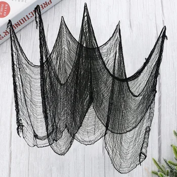 

1pc Halloween Decorative Black Gauze Terror Gauze Halloween Props Halloween Supplies Haunted House Props for Decor (Black 80x240