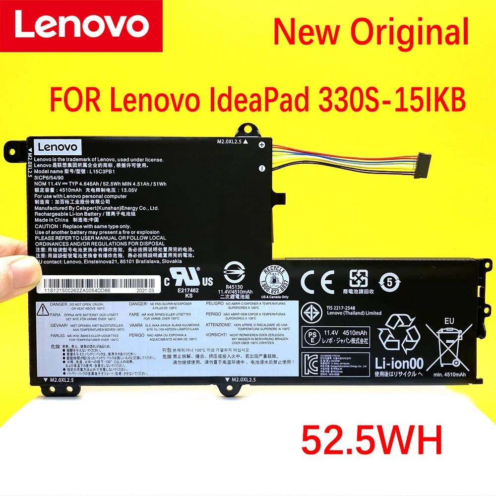 Bateria do Portátil para Lenovo Ideapad 330s14ikb 330s-14ast 330s-14 320s-15isk L15m3pb0 L15c3pb1 L15l3pb0 Original Novo