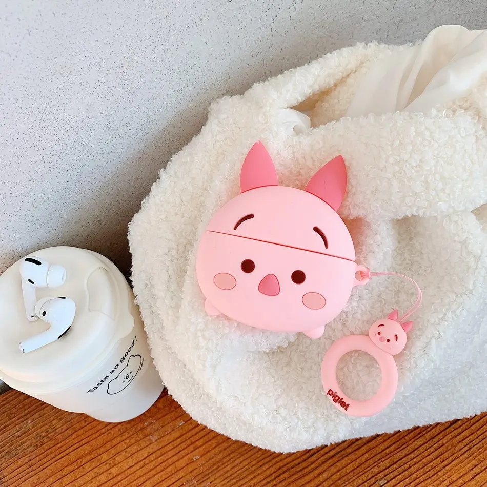Pink Pig Для AirPods Pro Чехол 3D милая собака корги утка тост наушники Kawaii чехол для AirPods Pro 3 Мягкий защитный чехол с брелком - Цвет: Pink Pig