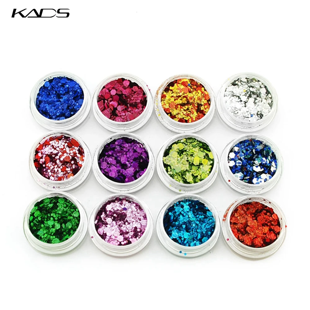 KADS НОВОЕ Прибытие MIX Ногтей Порошок. Nail Art Украшение Блеск Порошок для блеск