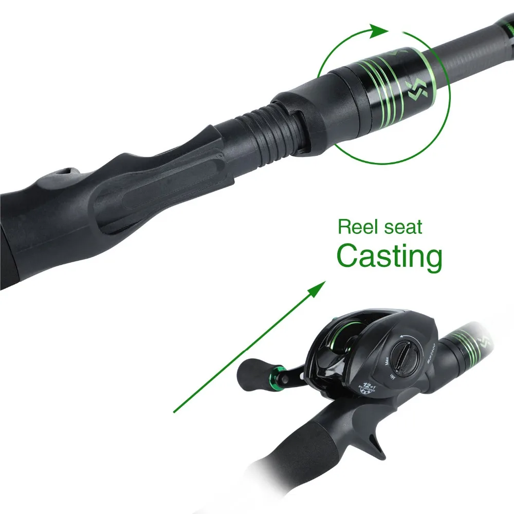 Sougayilang 1.8M 2.1M Casting Fishing Rods with 12+1BB 7.2:1 Baitcasting Reel Combo for Travel Freshwater Saltwater Fishing