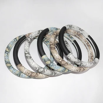 

Fashion PU Leather Steering Wheel Cover 38CM Cool Snake Grain Car Steering Wheel Protector Four Seasons Universal High Quality