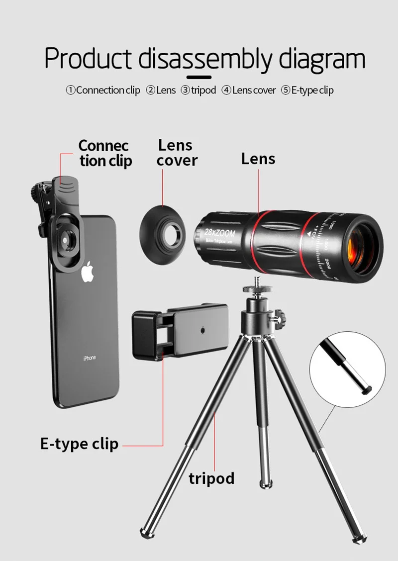 HD Mobile Phone Camera Lens Telescope 28x Zoom Sadoun.com