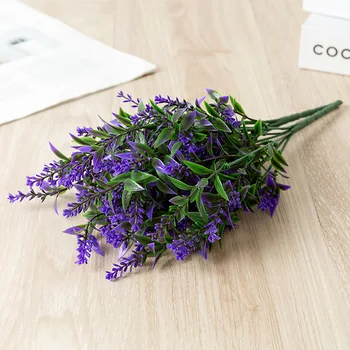 

3 Bundles Home Decor UV Resistant Reusable Wedding Bedroom Window Box Outdoor Bouquet Artificial Lavender Fake Flowers No Fade