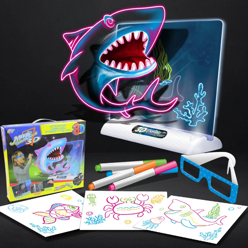 Magie 3D LED ektronische Schreibtafel Zeichenbrett Drawing Board Kinder Xmas Toy 