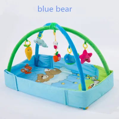 Многофункциональный игровой коврик для новорожденных, игровое одеяло, обучающее одеяло, игрушка для занятий в тренажерном зале, портативная детская кроватка, Детский напольный коврик - Color: blue bear