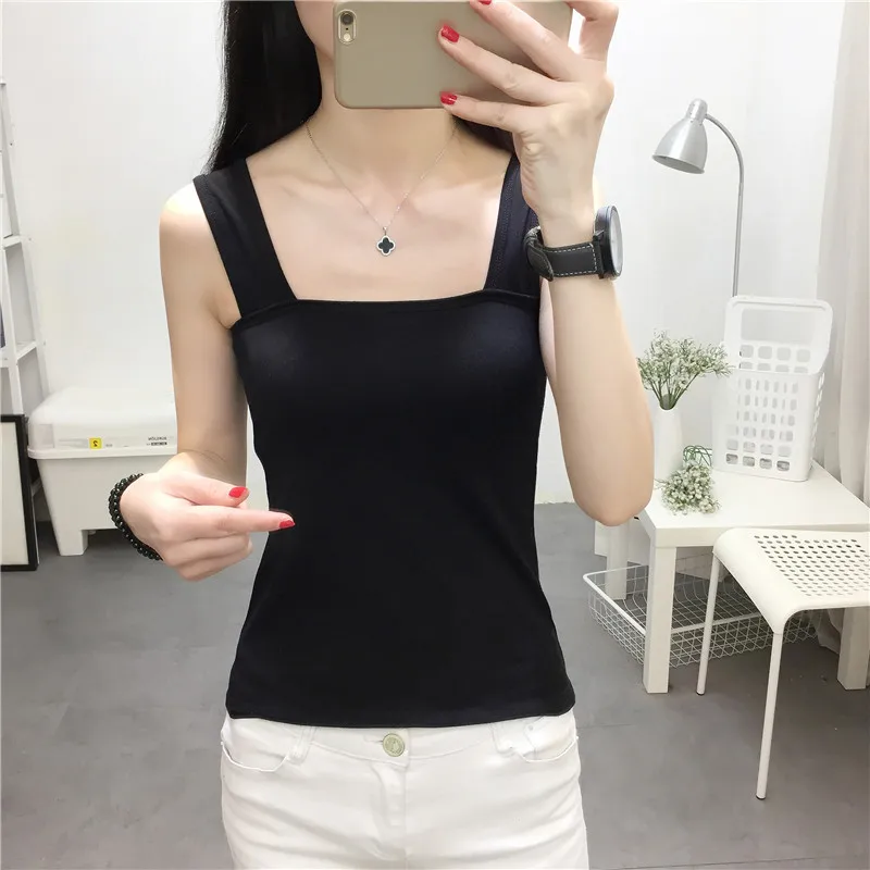 

2019 Summer New Style WOMEN'S Dress Camisole Casual Tops Base Students Korean-style Vest Solid Color Versatile Fashion