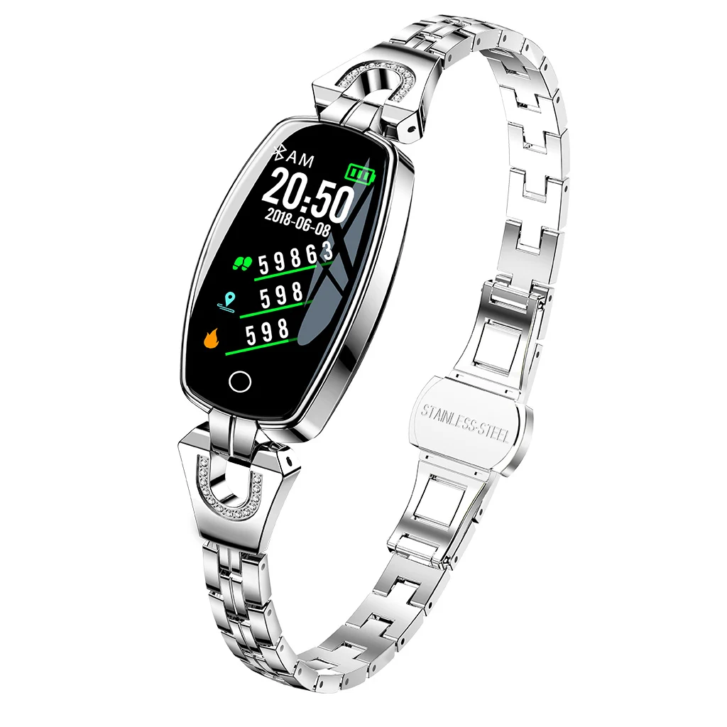 H8 водонепроницаемый смарт-браслет для женщин спортивный смарт-браслет пульсометр Монитор артериального давления часы фитнес-трекер для iOS для Android - Цвет: Серебристый
