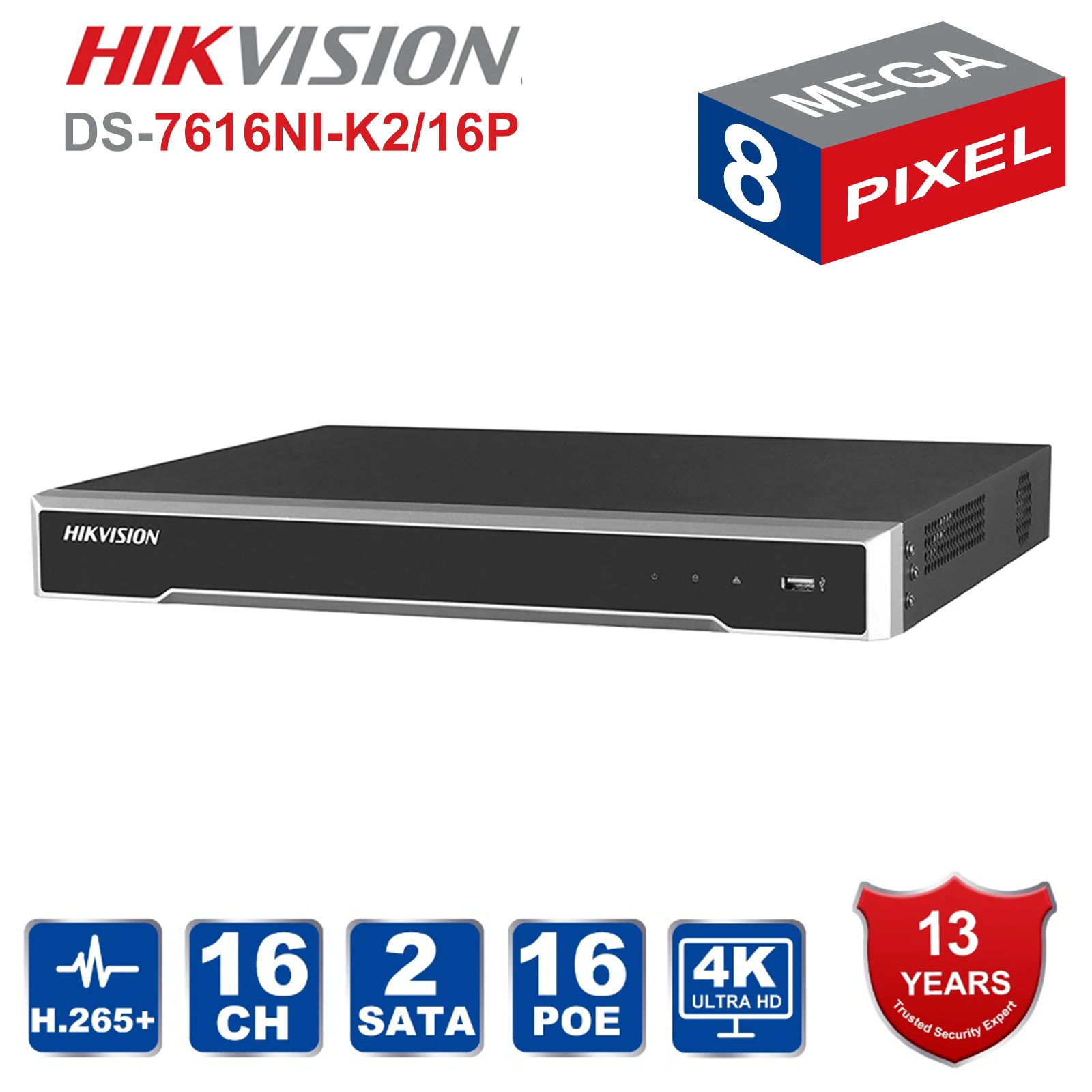 Оригинальный Hikvision английская версия DS-7616NI-K2/16 P 16 портов POE 4 К 16ch камеры POE H.265 до 8MP