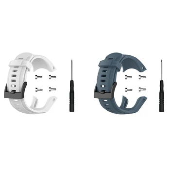 

2pcs Silicone Wristband Watch Strap Band for Suunto 5 Fitness Watch Outdoor Sport Smart Watch - Rock Green & White