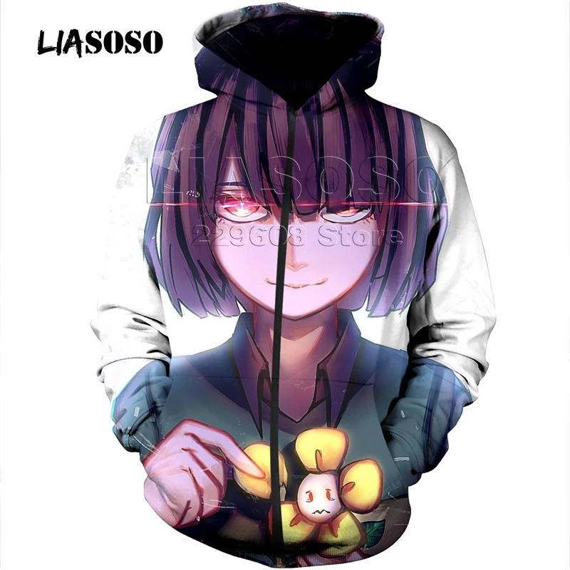 LIASOSO новая игра «Undertale», футболка с 3d принтом, Мужская Женская куртка с застежкой-молнией и капюшоном, Повседневная футболка хип-хоп в стиле Харадзюку, топы, куртка с застежкой-молнией и капюшоном - Цвет: 4