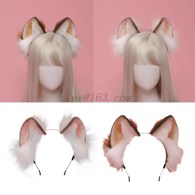 Lovely Animal Faux Fur Wolf Ears Headband Realistic Furry Fluffy Hair Hoop Lolita Anime Masquerade Cosplay Costume wonder woman costume