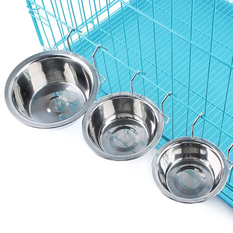 Pet-Bowl Feeder Water-Cage Puppy-Food Metal-Animals Rabbit Clamp-Holder Stainless-Steel