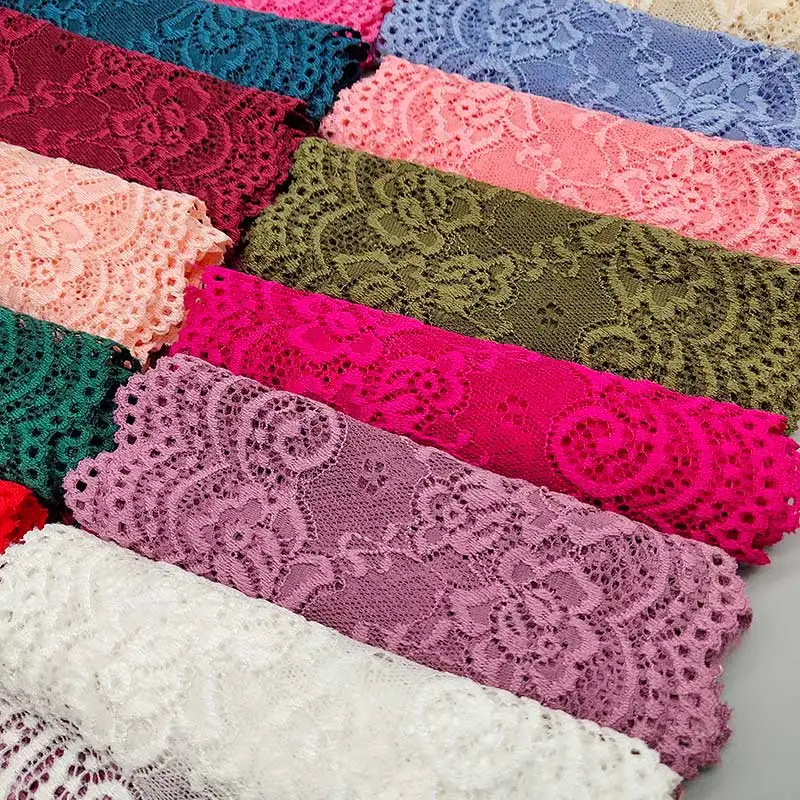 Ruban en dentelle élastique de 15CM de large, nouveau tissu africain extensible à motif de fleurs, 1 mètre de largeur, ruban dhabillage, Diy bricolage