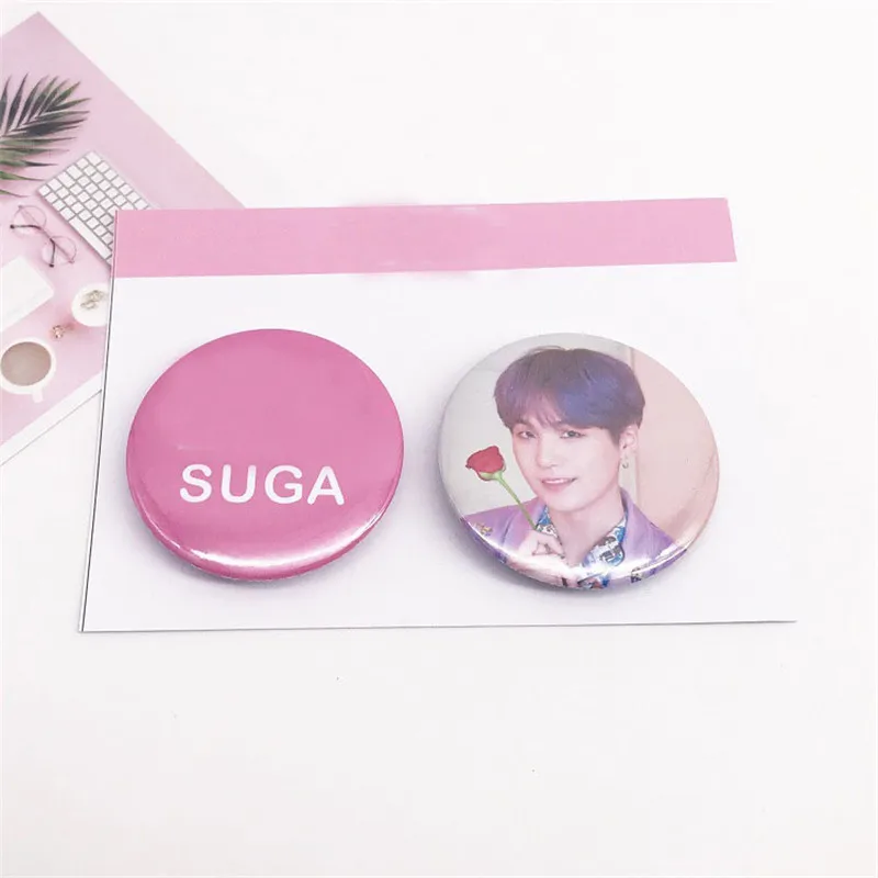 58 мм 2 шт./компл. kpop Bangtan Boys карта души Persona Цзиминь Джин SUGA J-HOPE, броши на булавке для сумки, бейджи FH204 - Окраска металла: SUGA