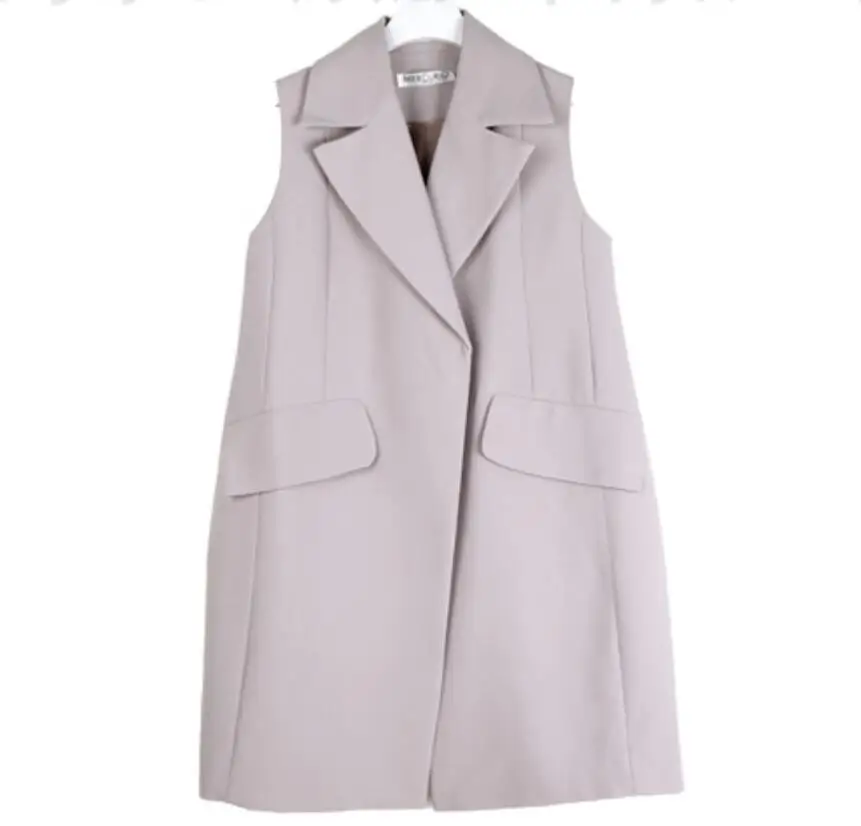 Осенне-зимний стильный женский блейзер без рукавов с зубчатыми лацканами, жилет, модное белое черное приталенное пальто