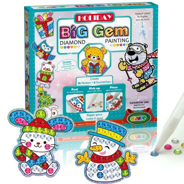Creativity for Kids Big Gem 5D Diamond Painting Kit-Create your own 12 Cartoon Stickers And 2 Big Diamond Pendant For Kids 6