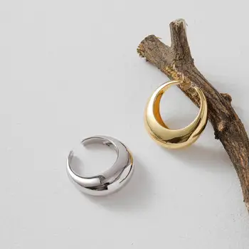 

JDCJ002 Smooth 18K Gold Filled Silver thick Ring Open Adjustable S925 Sterling Silver finger Ring For Women Wedding Jewelry