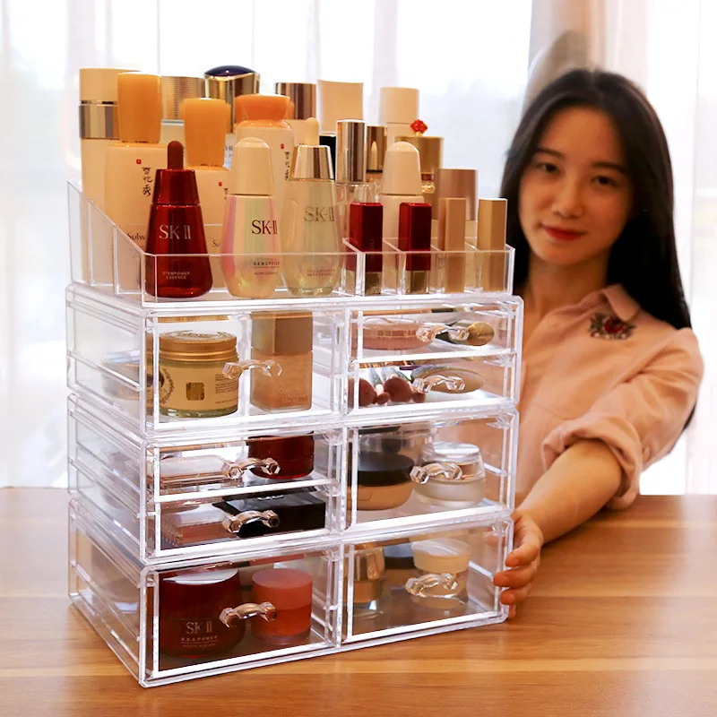 

Acrylic Makeup Organizer Jewelry Storage Box Cosmetics Jewelry Display Plastic Box Transparent Drawer Powder Storage Lipstick