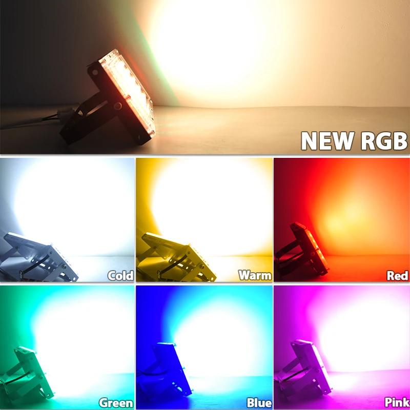 Светодиодный прожектор светильник 50 Вт 100 Вт RGB напольный светильник переменного тока 220V дистанционное управление COB Чип светодиодный уличный фонарь Водонепроницаемый IP65 открытый светильник Инж