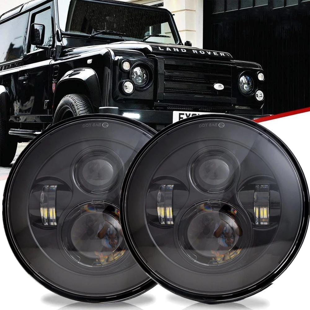 2pcs Car 7" Headlight for Land Rover Defender 90 110 Round LED