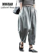 Женские джинсы, джинсовые штаны, одноцветные прямые штаны, большие, свободные, негабаритные, длинные, Ретро стиль, модные, повседневные, для весны и осени, AZ34222922