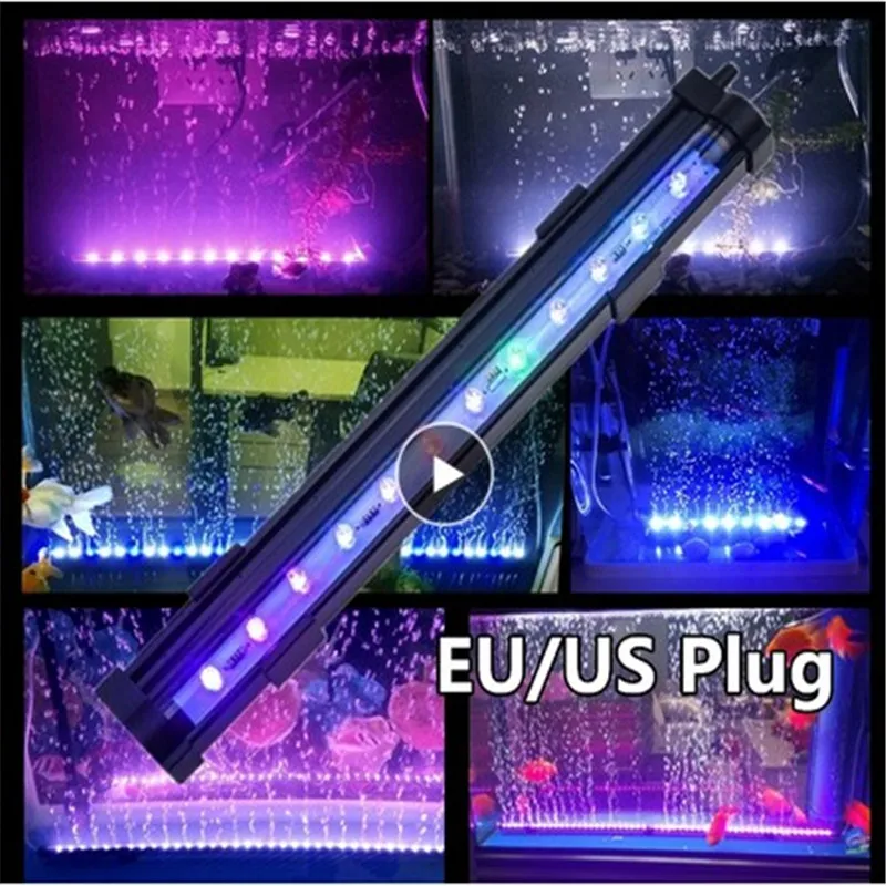 luz led sumergible para acuario barra de luces de lampara colorida burbuja enchufe europeo estadounidense baja potencia no dana las plantas