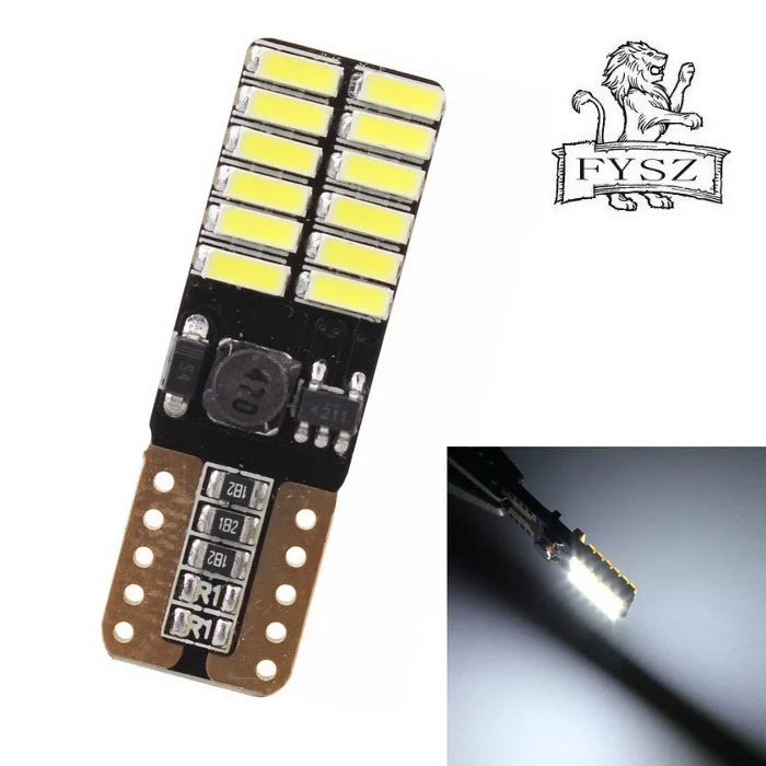 100Pcs12-24V 4014 T10 светодиодный W5W автомобильный светильник от Canbus 24 SMD 6500K продавец светильник-излучающий диоды