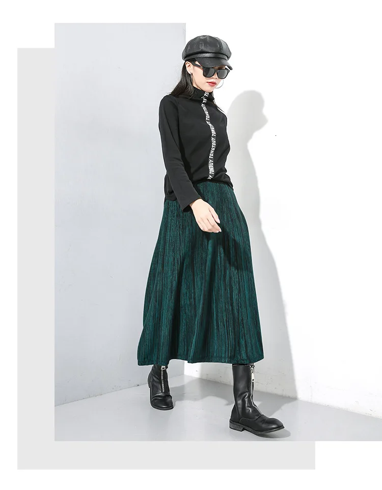 SuperAen Winter Elastic Waist Knit Skirts Women New Solid Color Elastic Waist Wild Ladies Skirts Solid Color Fashion Skirts