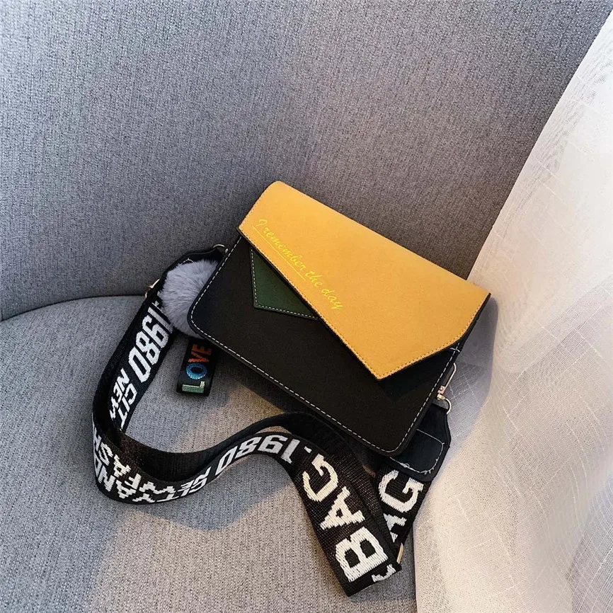 Yellow Bolso Mujer, Женская Роскошная сумка на плечо контрастного цвета, простая сумка-мессенджер, маленькая квадратная сумка, кожаные сумки через плечо для женщин 35 - Цвет: Yellow