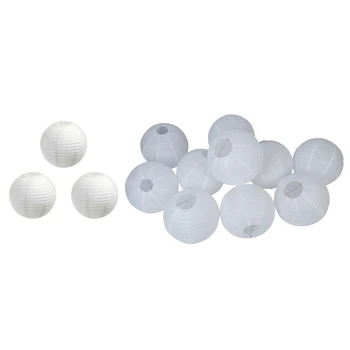 

13pcs White Round Paper Lantern - 10pcs 16 inch & 3pcs 8 inch