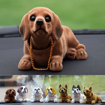 

Funny Car Dashboard Doll Nodding Dog Shaking Head Simulation Resin Car Dog Toy Ornament Cute Car Accessories Girls Women Men