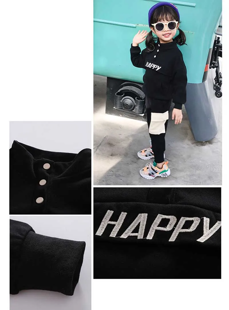 2pcs/Set Autumn Children Sport Kids Wear for Boy Girls Cotton Sweatshirt Fashion Color matching Sports Leisure Two-Piece Set