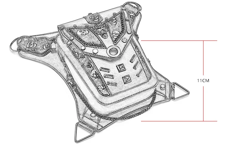 Punk Skull Rivet Waist Bag 7