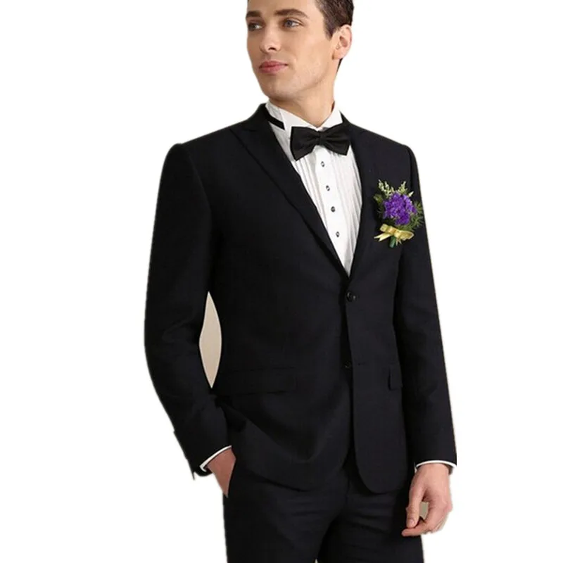 

Men's suits New Black Men Wedding Suits Best Man Tuxedos 2 Piece Mens Business Party Suits Custom jacket and trousers
