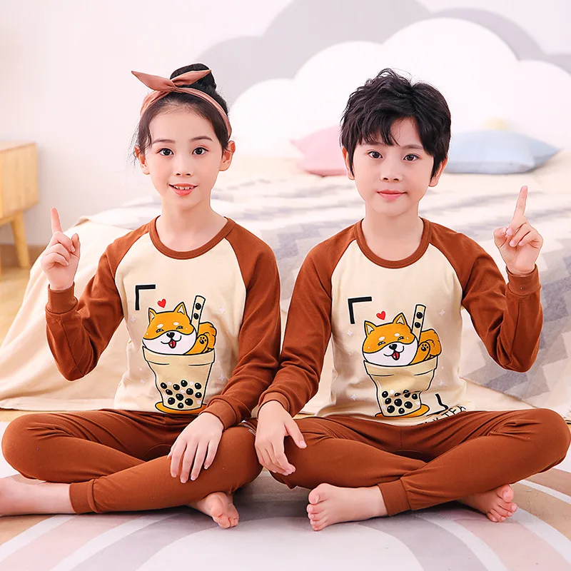 pajama sets cheap Autumn Cotton Pajamas For Children 2pcs Clothing Sets Winter Boys Sleepwear Toddler Girls Cat Pyjamas Kids Pijama Night suit designer nightgowns Sleepwear & Robes