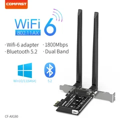 Carte réseau wi fi 6 PCIe, 1800 mb/s, 11AX, pour Win 10 802.11ac/ax, Bluetooth 5.2, adaptateur sans fil double bande avec antenne 