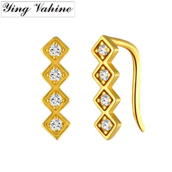 

ying Vahine 100% 925 Sterling Silver CZ Square Stud Earrings for Women