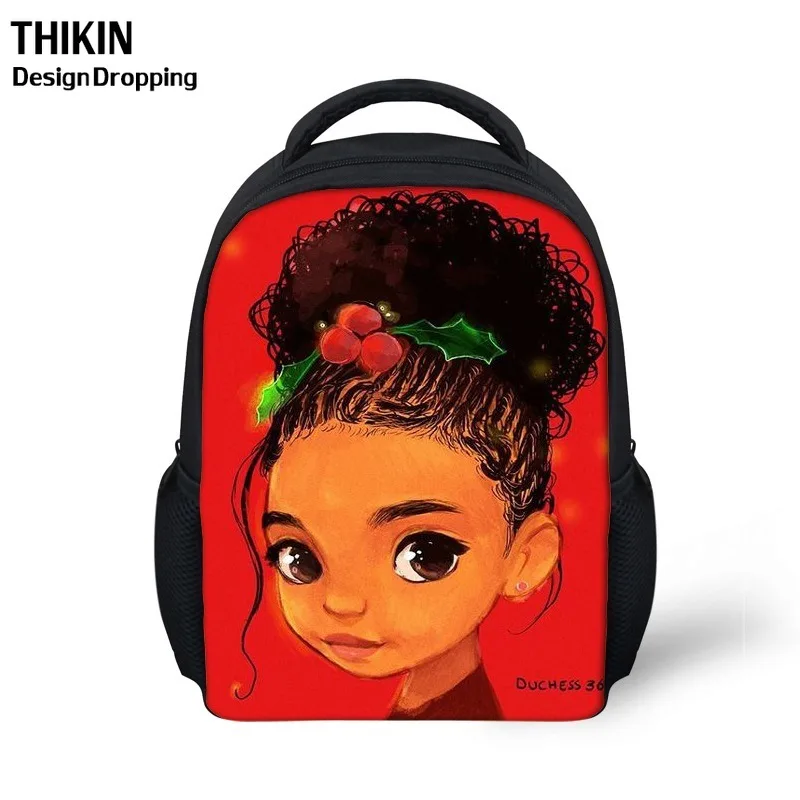 

THIKIN Afro African Baby Girl School Backpack for Kids Cute Cartoon Storage Schoolbag Children Girls Book Bag Students Mochila