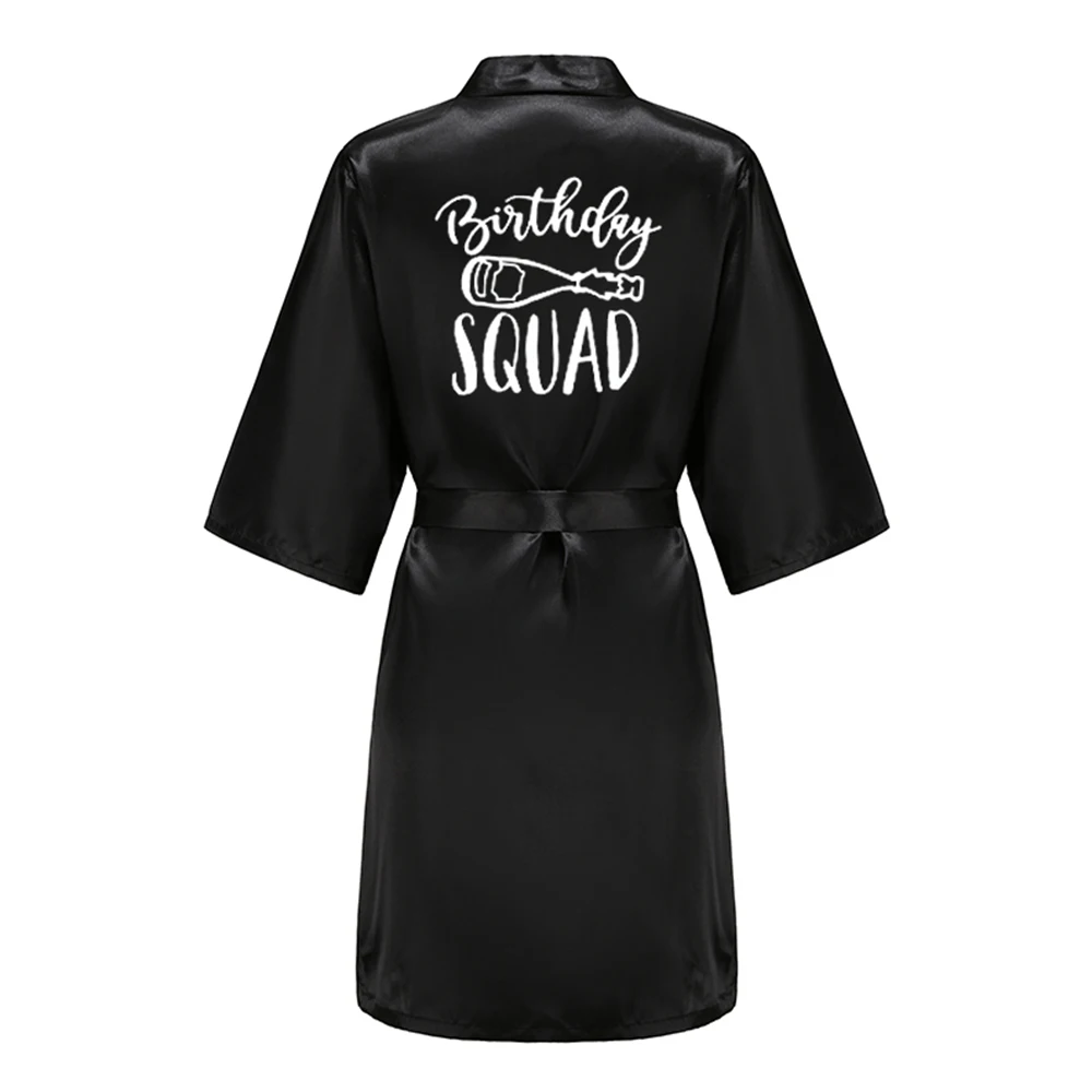 Birthday Queen&Squad Party Robe Satin Women Princess Favor Ladies Dressing Gift kimono women sleepwear silk robe