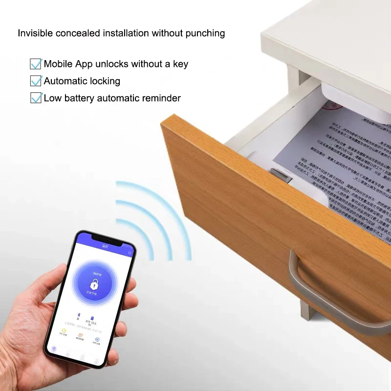 Умный Bluetooth пульт дистанционного управления авторизованный замок ящика без открывающегося замка Невидимый замок файл замок шкафа