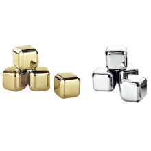 Роскошный подарочный набор из камней для виски-камни из нержавеющей стали 4 золота+ 4 серебра комбинированный-многоразовый лед с щипцы для бармена и лоток для морозильника