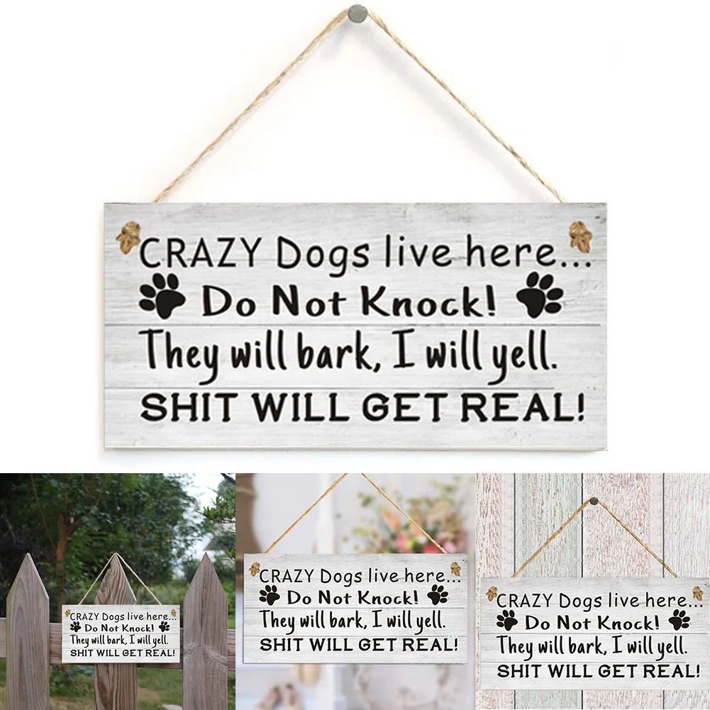 

Wooden Sign Rustic Wall Decoration Christmas Hanging Sign Home Decoration Gift Dog Staying Here Sign Wooden Board Sign